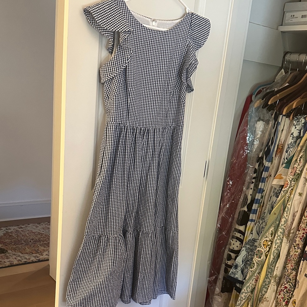 Eliza J Navy White Gingham Dress